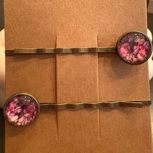 Pink Floral Design Hairpins